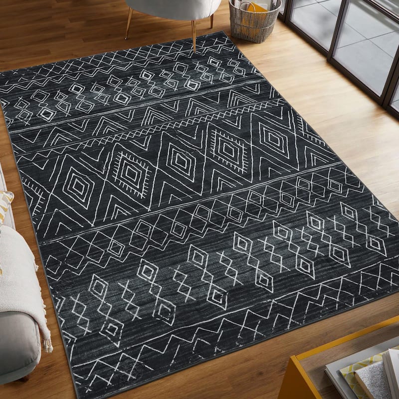 Jean Pierre New York Janae Dream Printed Chenille Rugs - 5X7 - Black