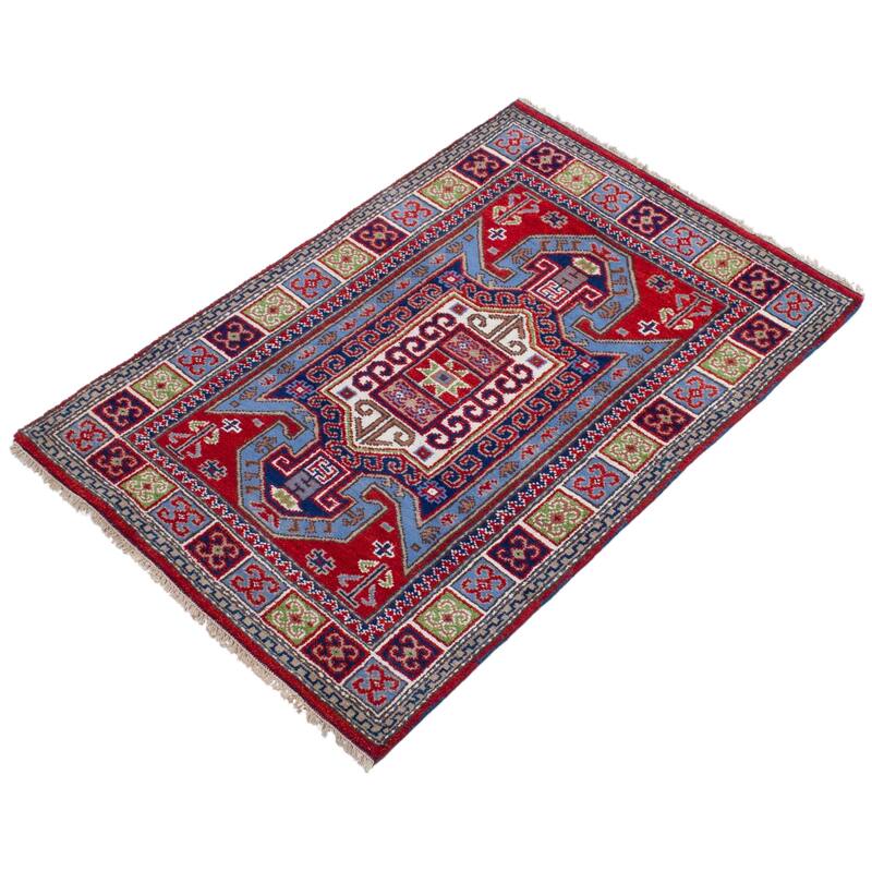 ECARPETGALLERY Hand-knotted Royal Kazak Dark Red Wool Rug - 4'0 x 5'11
