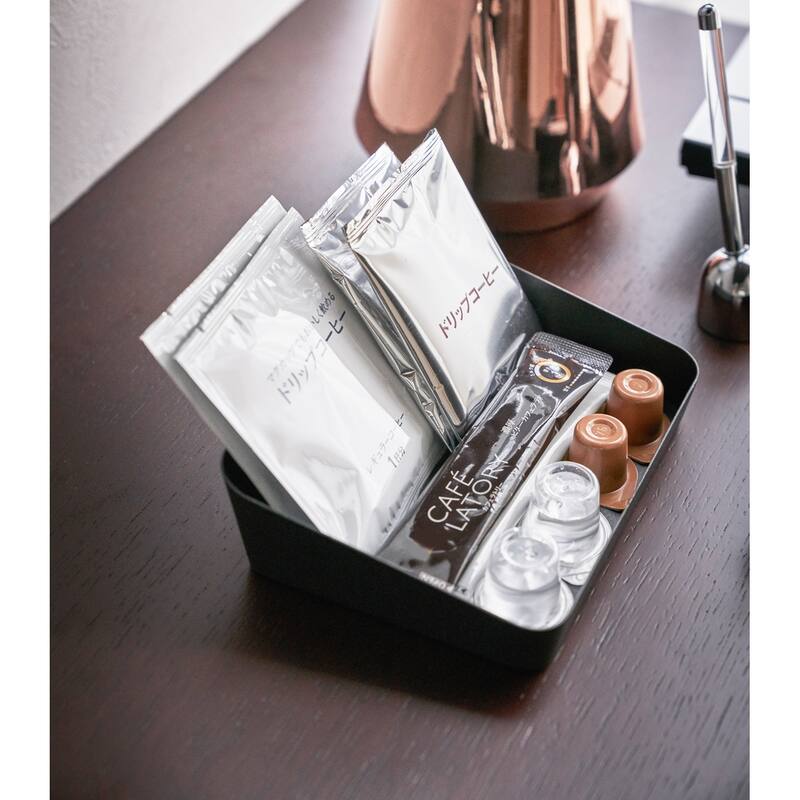 Yamazaki Home Vanity Tray - Angled - Two Sizes, Steel, 5.25" x 7" - L 5.31 x W 6.89 x H 1.97 inches
