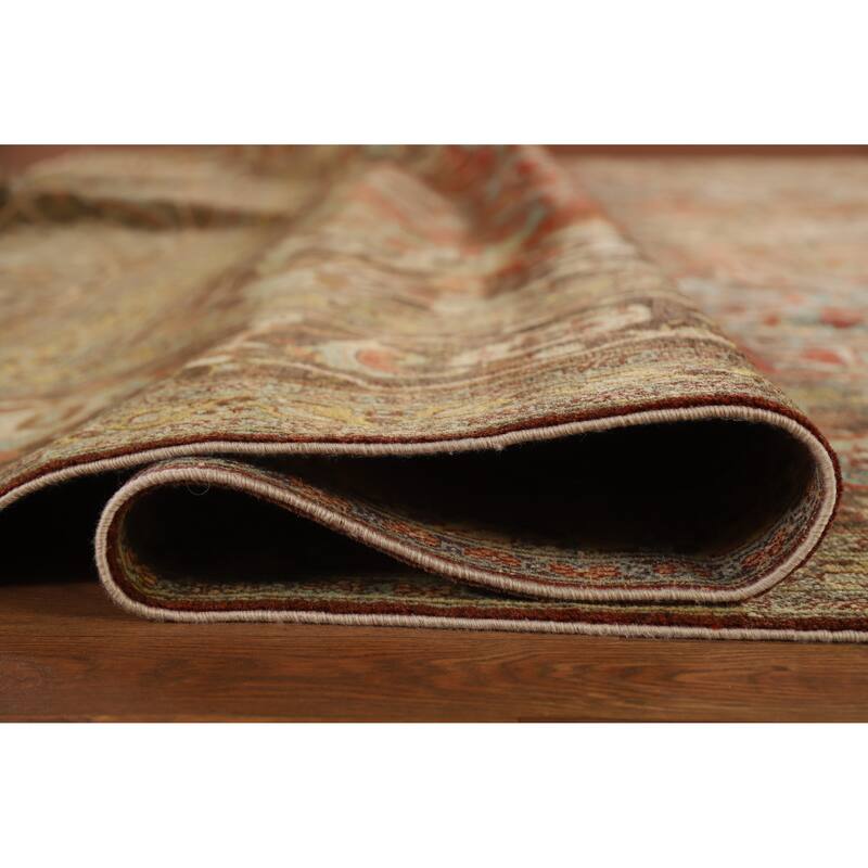 Hand Knotted Oriental 100% Wool Carpet Traditional Medallion Oranges & Rust Tabriz Area Rug - 14' 10'' X 11' 3''