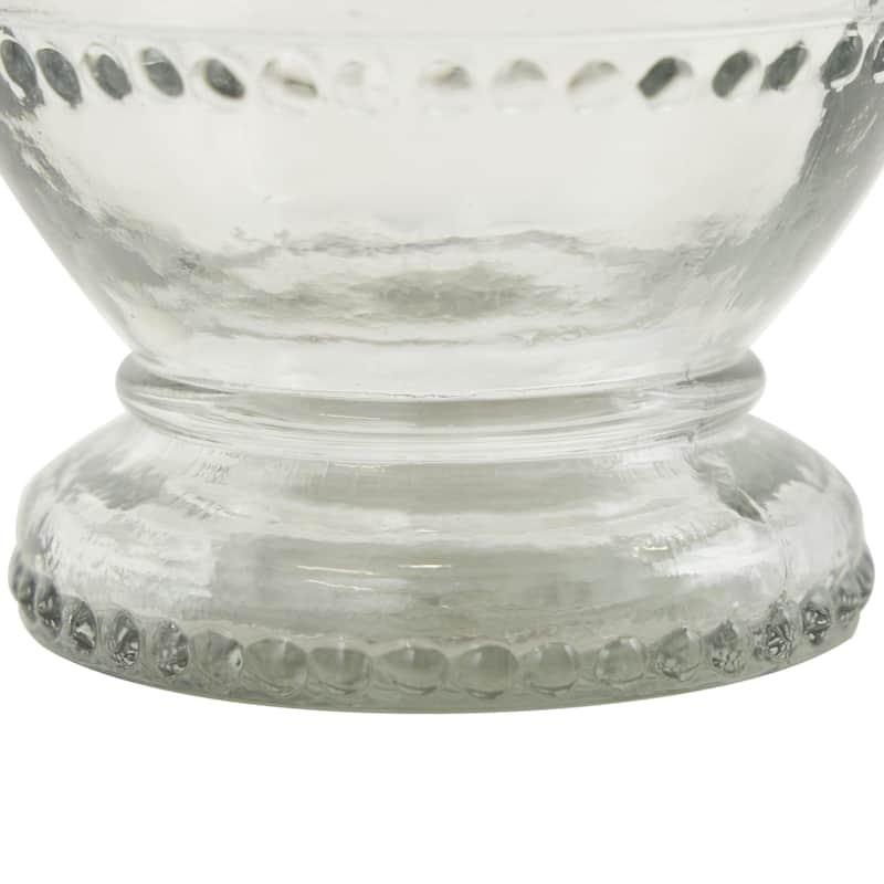 Glass Beaded Living Room Decorative Jars with Wood Lids - Set of 2 Clear - Roche River Decor