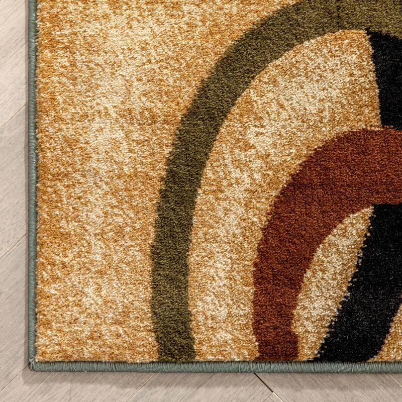 Well Woven Generations Modern Geometric Circles Light Blue, Beige, Ivory, Brown Area Rug - 5'3 x 7'3