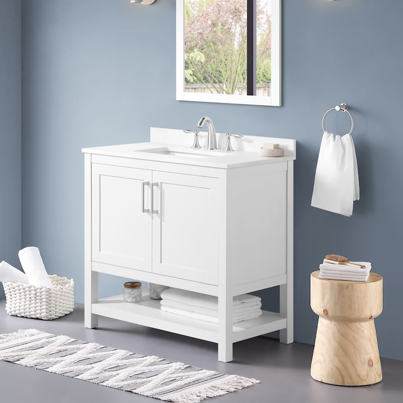 Ove Decors Vegas 36" Bathroom Vanity Combo w/ Top and Backslplash, White