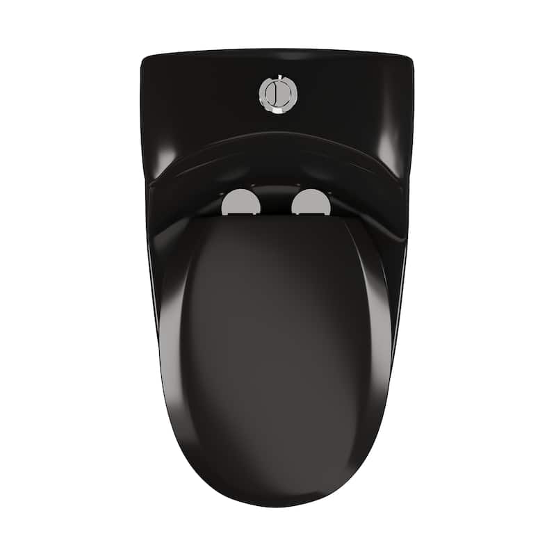 Chateau One-Piece Elongated Toilet Dual-Flush In Glossy Black 1.1/1.6 Gpf - 28.0" x 16.5" x 24.0"