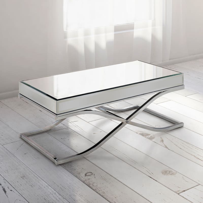 Laja Contemporary Chrome 48-inch Metal Coffee Table by Furniture of America - Chrome