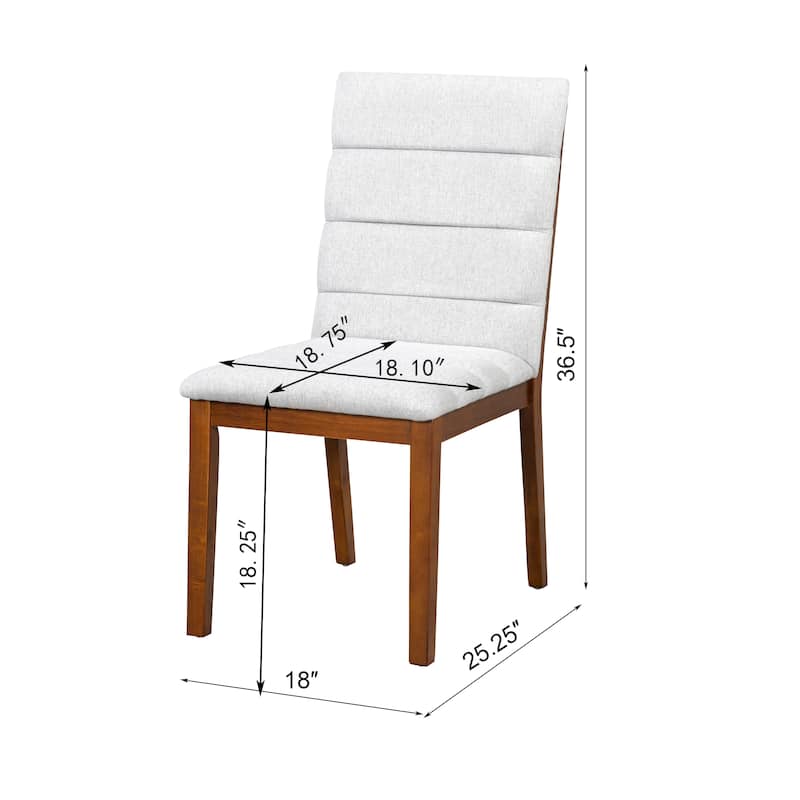 Upholstered Dining Chairs Set of 2, Armless Side Chairs with Solid Wood Legs, Modern Fabric Accent Chairs for Dining Room