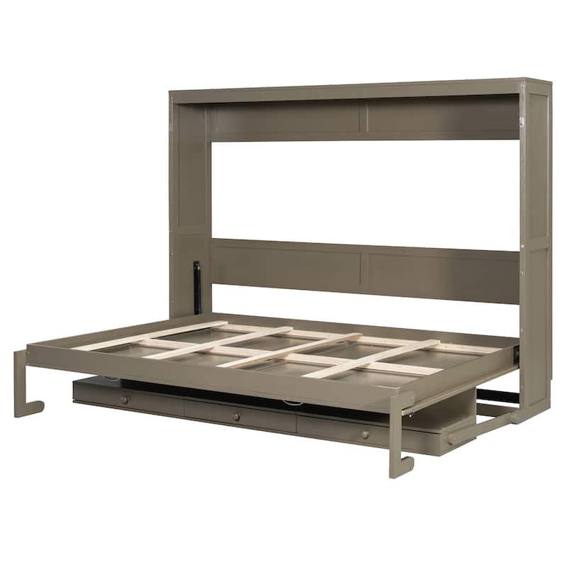Queen Wall Murphy Bed with Flip-Down Vanity Desk by Harper&Bright Designs