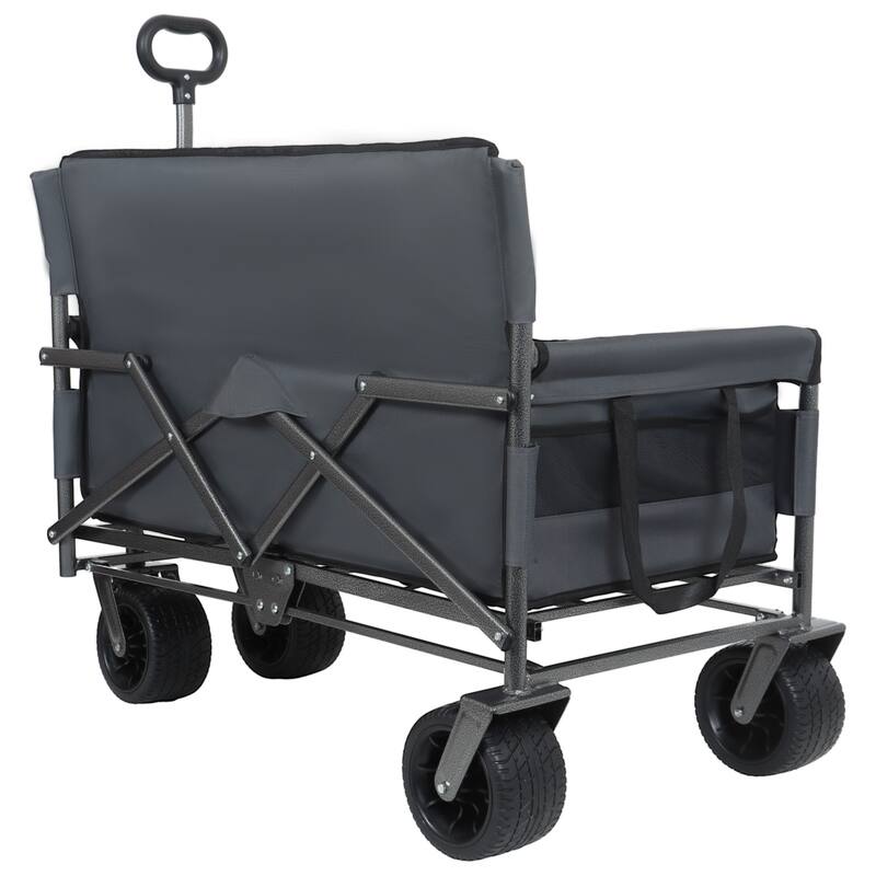 3-in-1 Heavy-Duty Folding Wagon Cart with Bench & All-Terrain Wheels