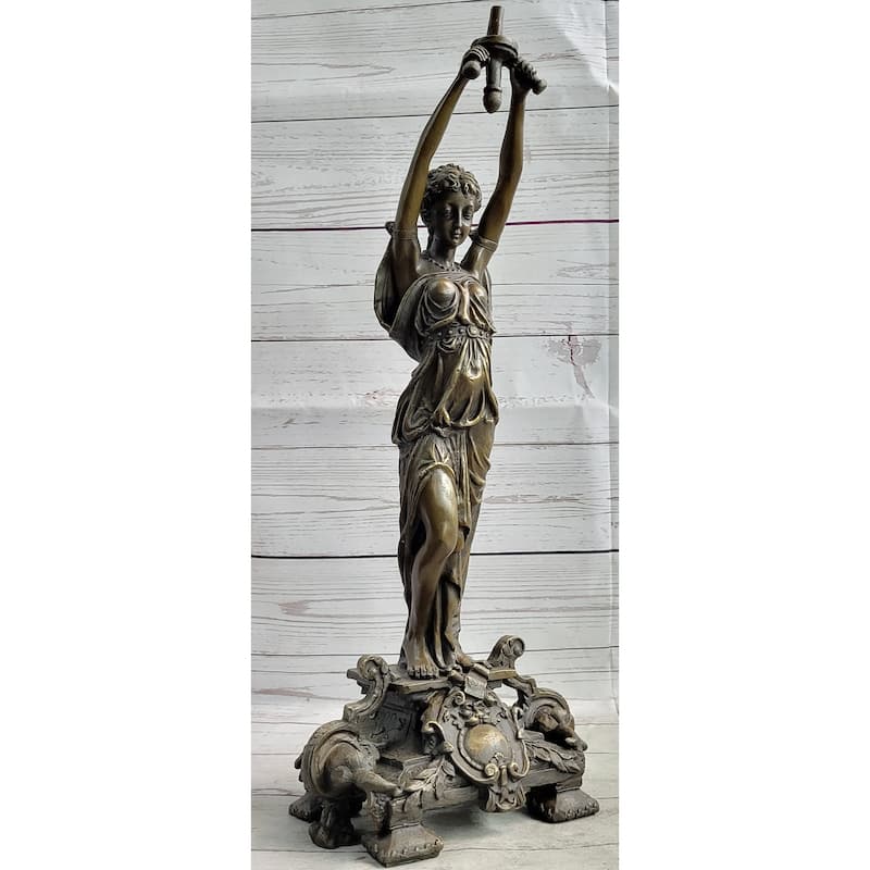 Hot Cast Bronze Sculpture Statue Of Ancient Greek Temple Priestess Holding Vessel