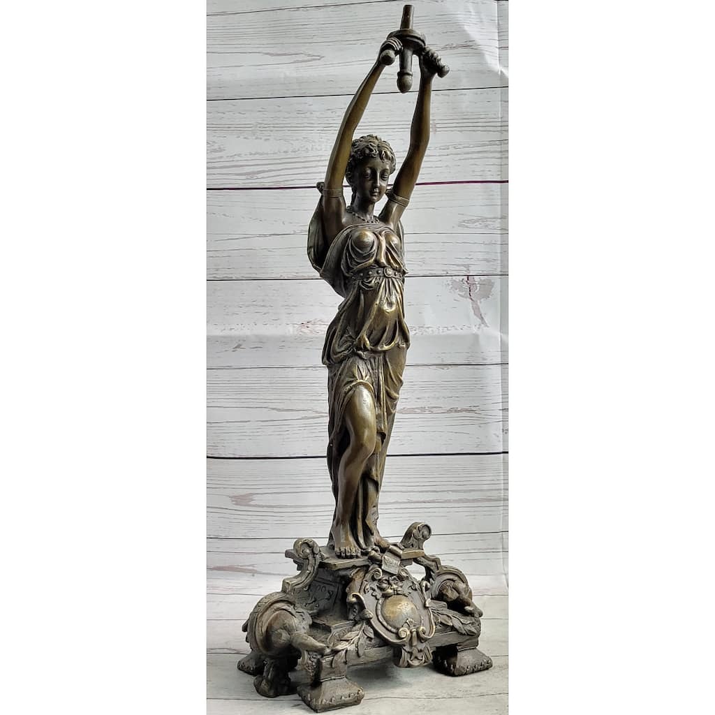 Hot Cast Bronze Sculpture Statue Of Ancient Greek Temple Priestess Holding Vessel