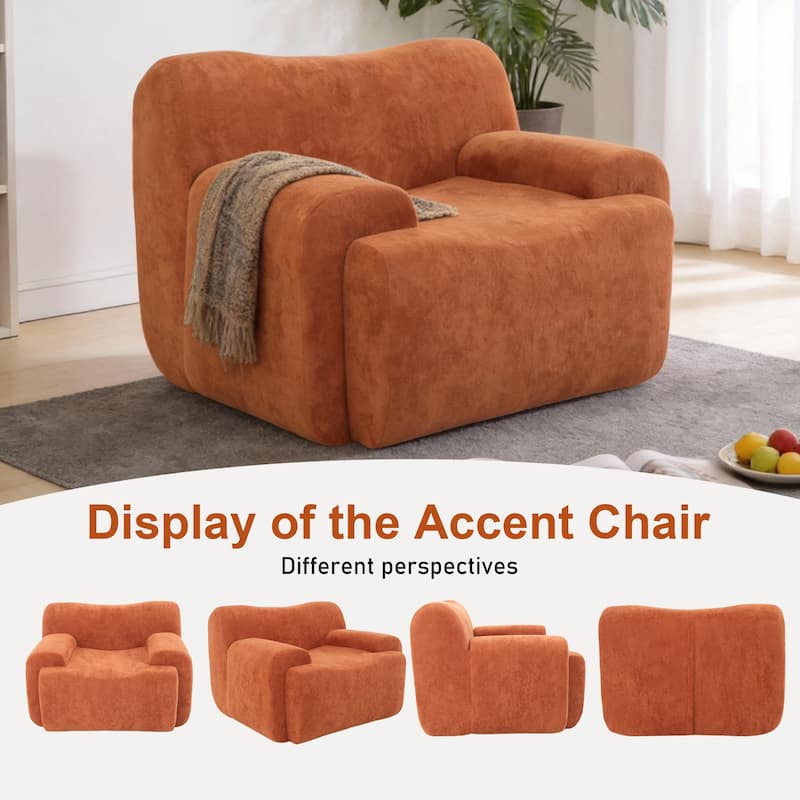 Chenille Accent Chair, Comfy Cloud Sofa Chair, Modern Armchair Boneless Reading Chairs