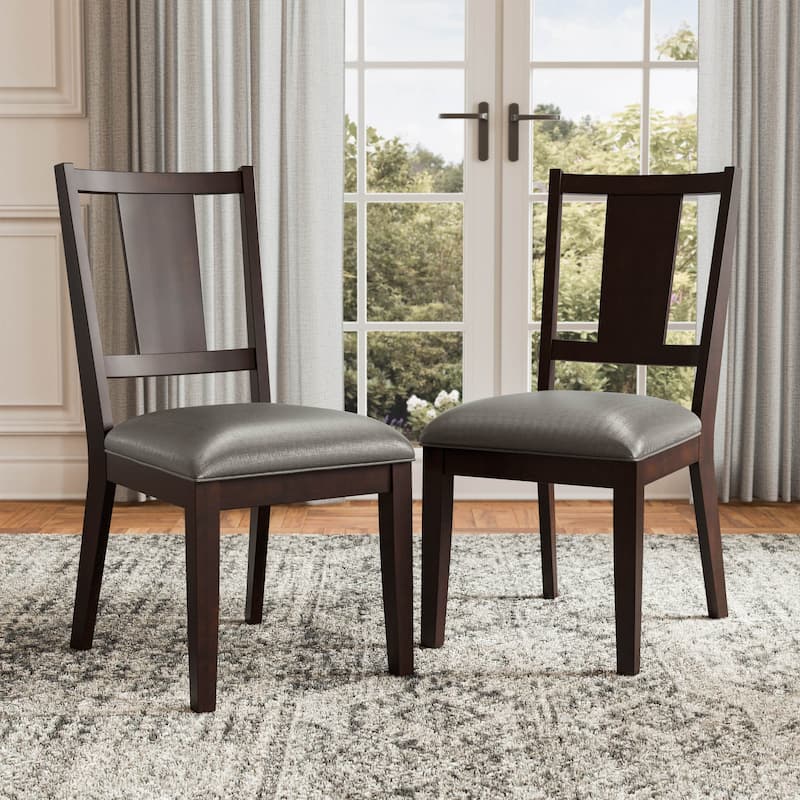 Furniture of America Chase Modern Dining Side Chairs with Faux Leather Seat Cushions (Set of 2) - Espresso