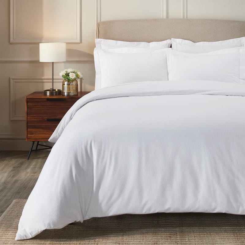 Superior Classic Solid Flannel Cotton Duvet Cover Set - Full - Queen - White