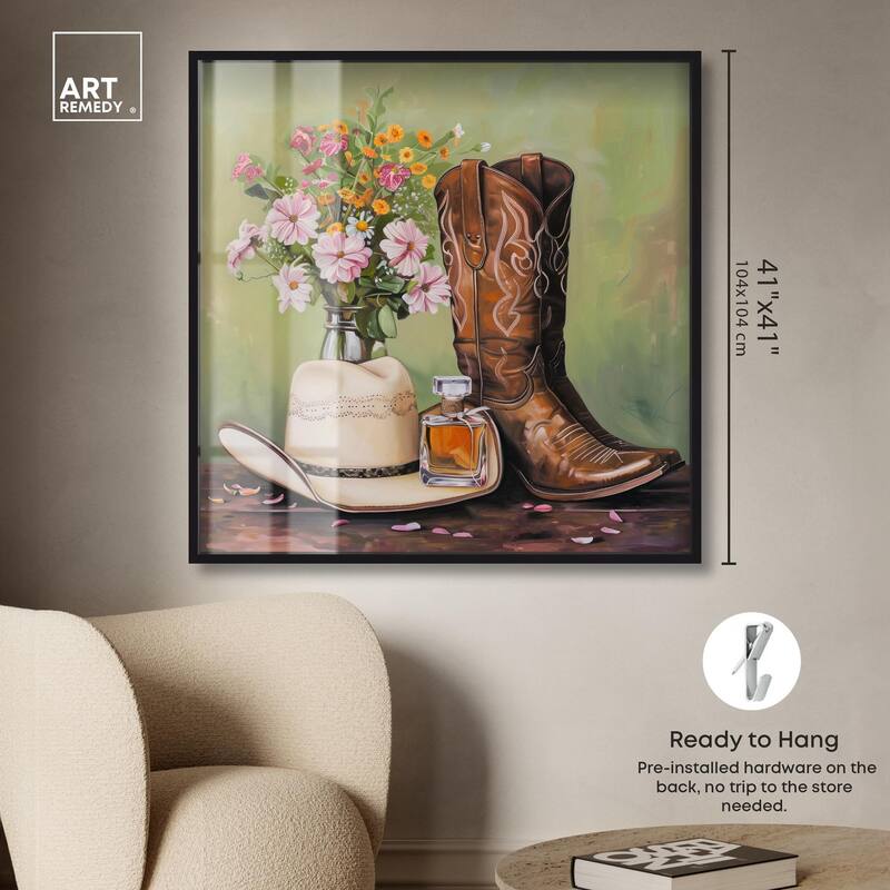 Spring Green Cowboy Necessities Shadowbox by Art Remedy
