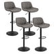 preview thumbnail 24 of 27, Art Leon Faux Leather Adjustable Swivel Barstool, Set of 4 Set of 4 - Grey Faux Leather (striated)