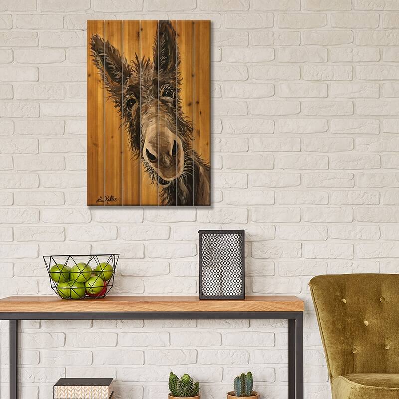 Burro Print On Wood by Hippie Hound Studios - Multi-Color