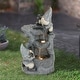 preview thumbnail 3 of 6, Grey Resin Gnomes Rock Bowl Outdoor Water Fountain with Lights
