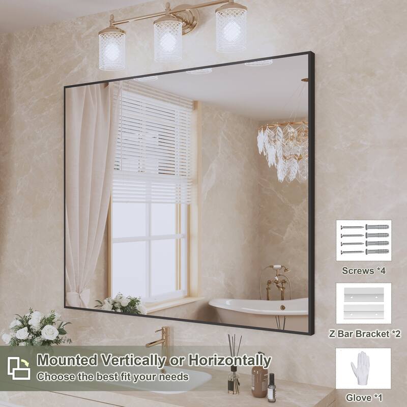 QuivaraView Wall Mounted Aluminum Frame Bathroom Vanity Mirror