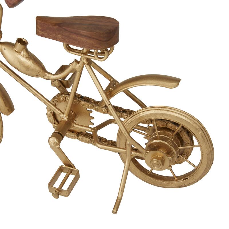 Metal Bike Decorative Sculpture with Wood Accents - Set of 2 Gold - Roche River Decor