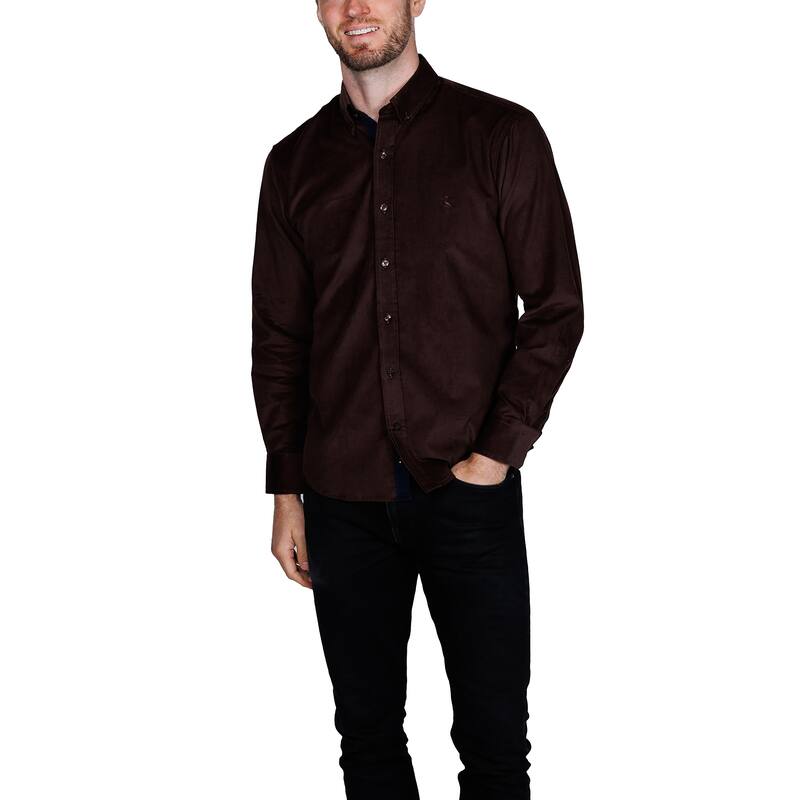 Tailorbyrd Men's Corduroy Button-Down Shirt - Brown - L