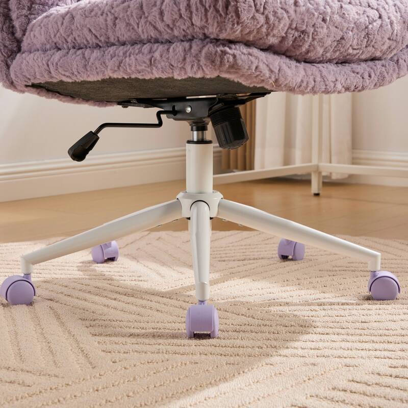 Artificial Rabbit Hair Office Chair, Adjustable Swivel Office Chair Vanity Chair with Wide Seat, for Study Rooms, Bedroom