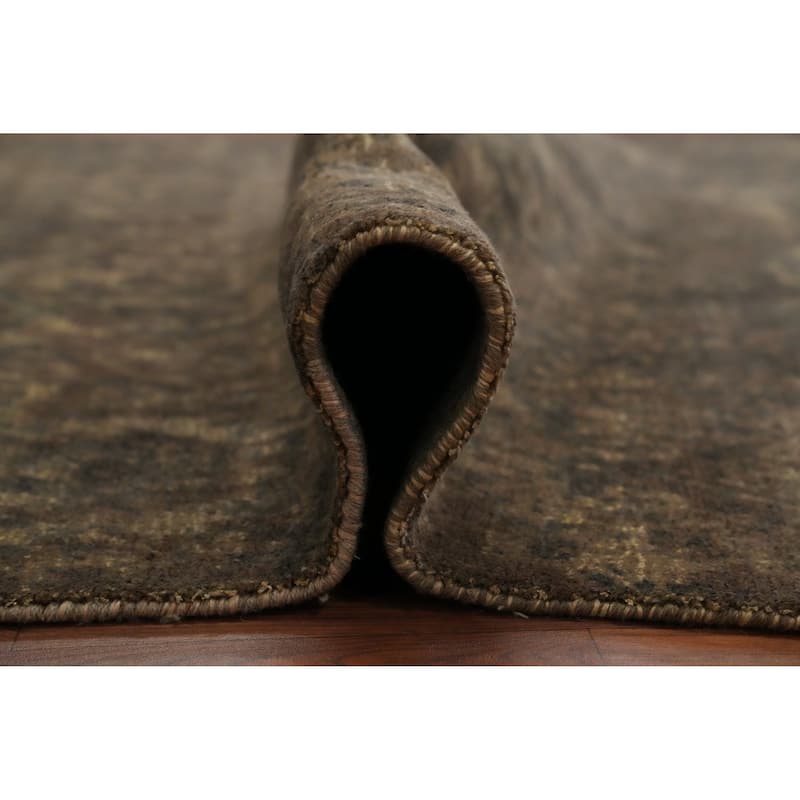 Hand Knotted Oriental Viscose Silk Carpet Modern Abstract Brown Abstract Area Rug - 6' 7'' X 4' 9''