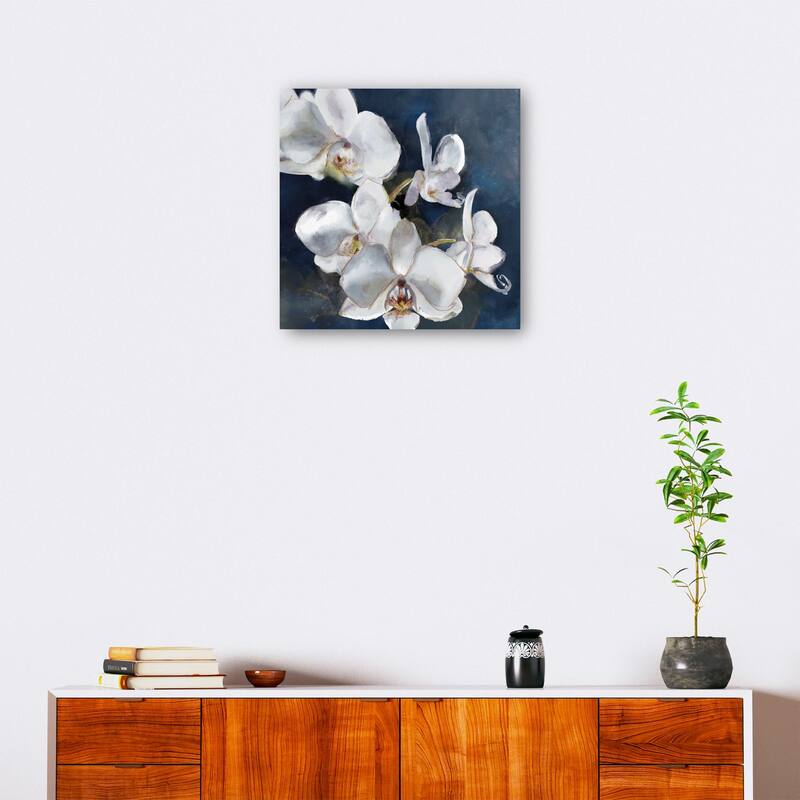 Orchid on Navy By Studio Arts Canvas Art Print