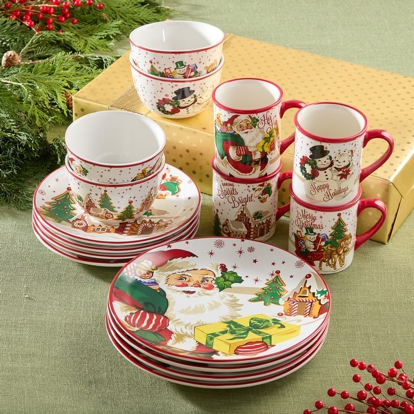 Certified International Santa's Retro Christmas 16pc Dinnerware Set, Service for 4