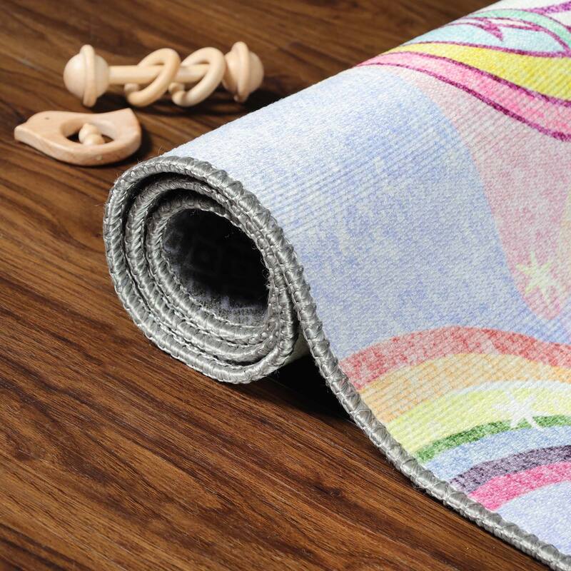 Unicorn Rainbow Colorful Playroom Indoor Area Rug by Superior