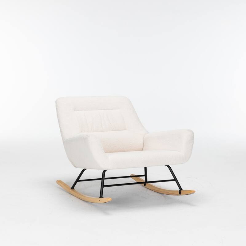 Plush Teddy Glider Recliner, High Back Rocking Chair with Swivel