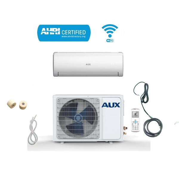 Aux 36000 Btu Mini Split Ductless Air Conditioner 230v 12ft Wifi White Overstock 31839240