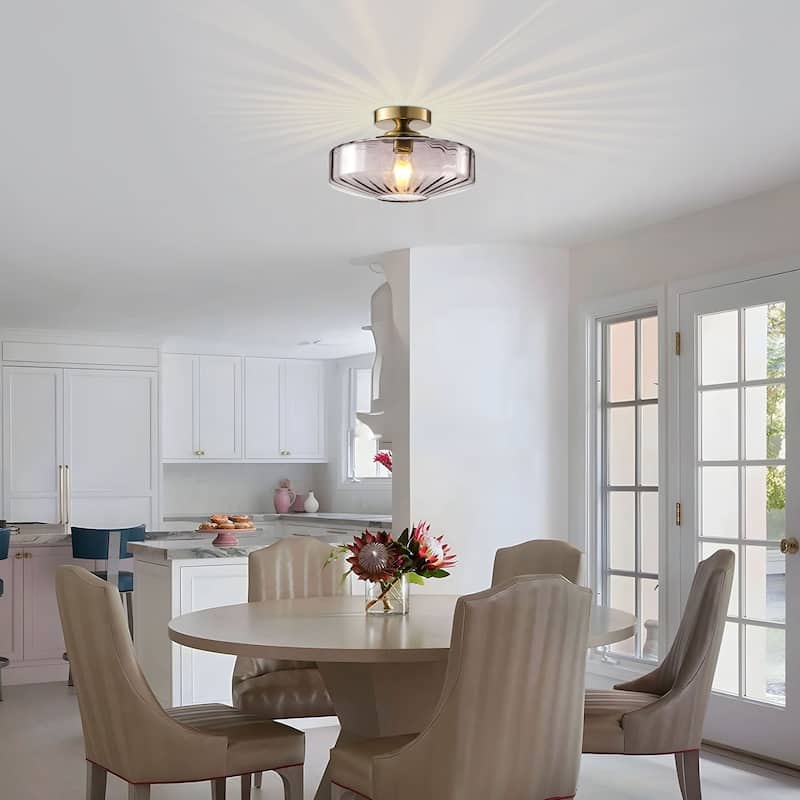 Starsky 1-Light Handcrafted Radiating Texture Art Glass Flush Mount