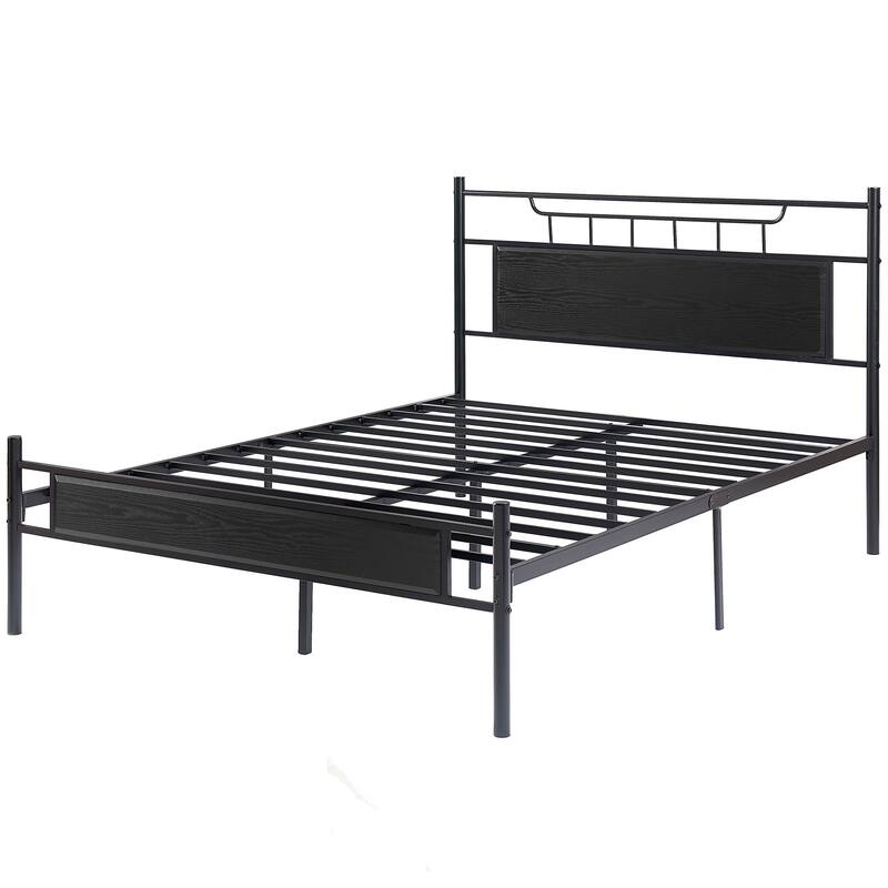 Javlergo Platform Bed Frame with Wooden Headboard Mattress Foundation/No Box Spring Needed