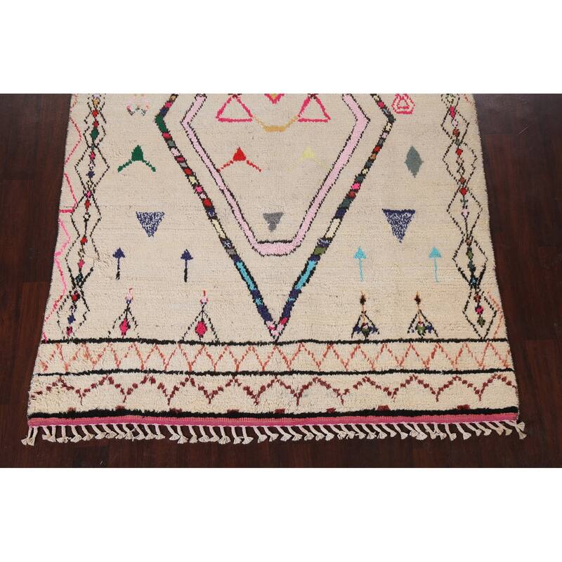 Tribal Oriental Moroccan Geometric Area Rug Hand-knotted Wool Carpet - 6'1" x 9'5"