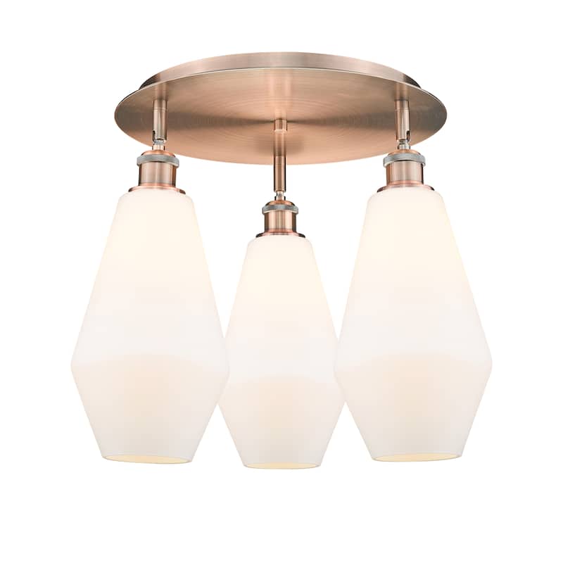 Innovations Lighting Cindyrella - 3 Light 19" Flush Mount - Cased Matte White/Antique Copper