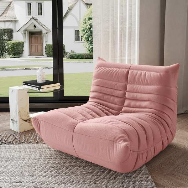 Single Lazy Sofa Teddy Fabric Soft Sponge Lounger Bean Bag Chair