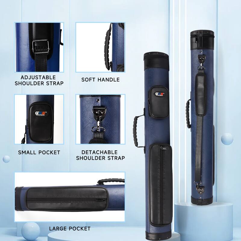 GSE™ 2x2 Oval Deluxe Hard Billiard Pool Cue Stick Carrying Case, Billiard Cue Case Holds 2 Butts/2 Shafts (4 Colors)