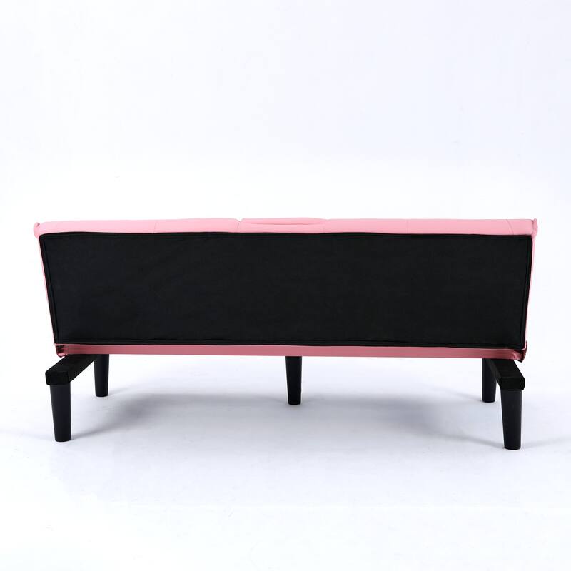 The 67-Inch Pvc Multi-Functional Sofa Bed,With A Foldable And Cup Holder Design
