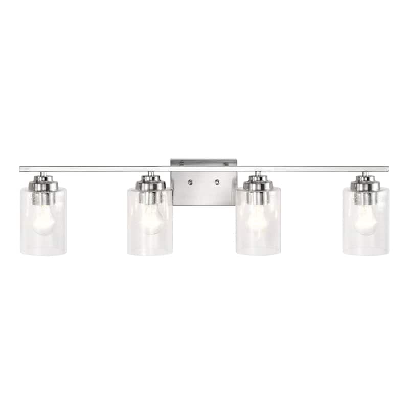 Brushed Nickel 4-Light Vanity Lights with Seedy Glass Shades