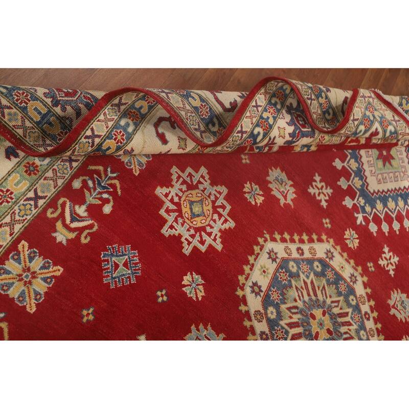 Red Kazak Area Rug Hand-Knotted Traditional Wool Carpet - 8'10"x 11'8"
