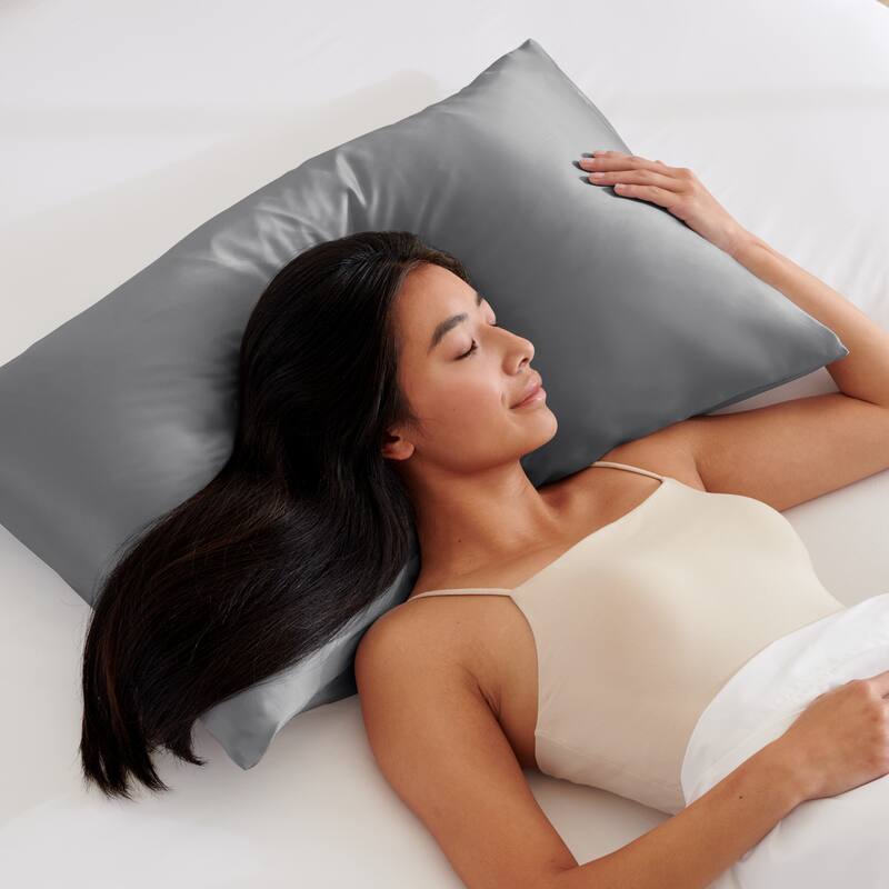 Bare Home Mulberry Silk Pillowcases with Zipper Closure - Set of 2