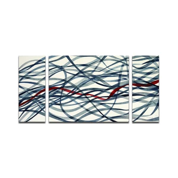 slide 2 of 4, 'Scarlett Ribbon' Wrapped Canvas Wall Art Set by Norman Wyatt Jr.