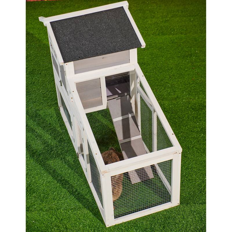 Wooden Chicken Coop with Run, Ventilation Door, Removable Tray, Ramp - Outdoor Safe - Grey