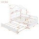 preview thumbnail 3 of 22, Pine Wood House-Shaped Bed with Twin Size Retractable Trundle, Kids Toddler Platform Bed with Apex Roof & Shelf, Full Size