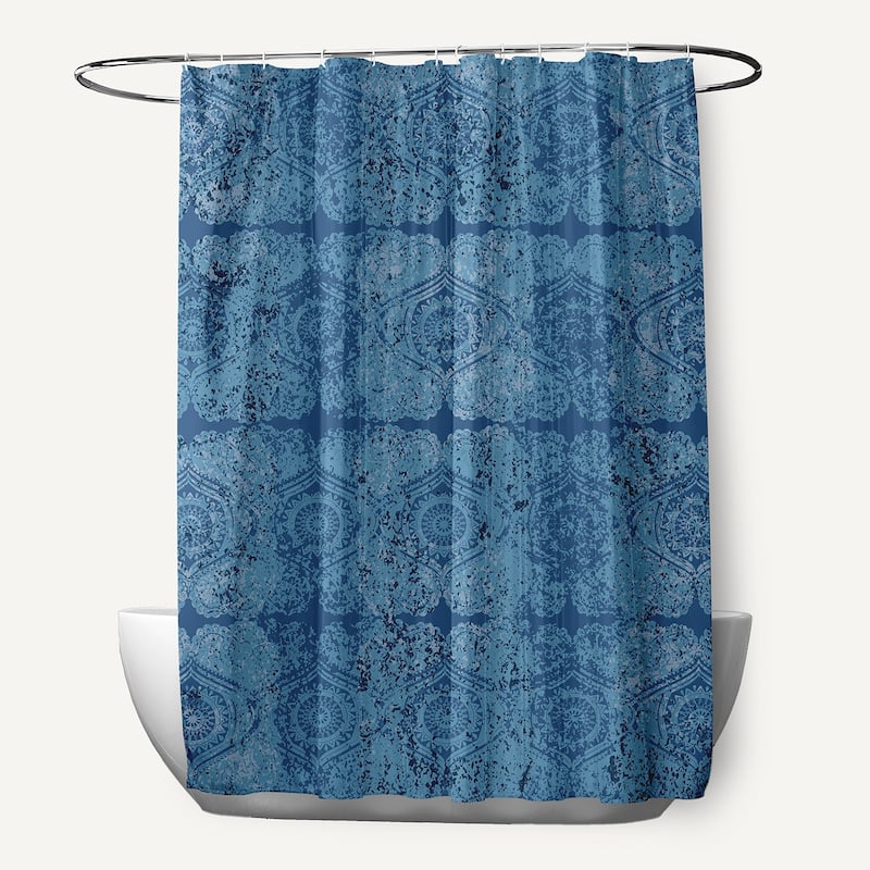 71 x 74-inch Patina Geometric Print Shower Curtain - Blue