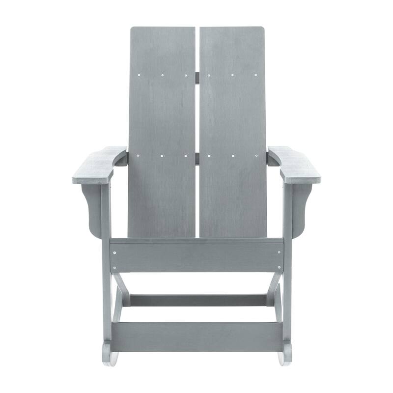 Modern 2-Slat Adirondack Poly Resin Rocking Chair for Indoor/Outdoor Use