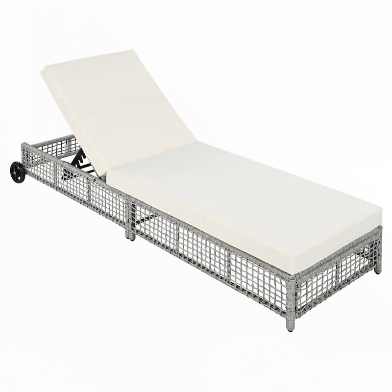 Outdoor Lounge Chair for Garden(Grey and Beige)