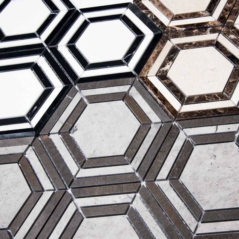 Santorini 4x4 Marble Hexagon Mosaic Tile - Floor, Wall & Backsplash