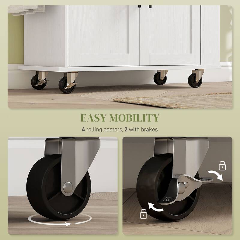 30" Rolling Kitchen Storage Cart with AC Outlets and USB Ports