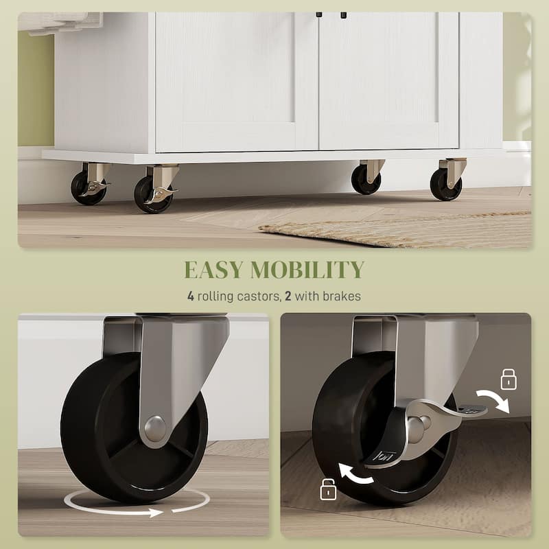 HOMCOM Kitchen Island with Storage, Rolling Kitchen Cart with AC Outlets and USB Ports